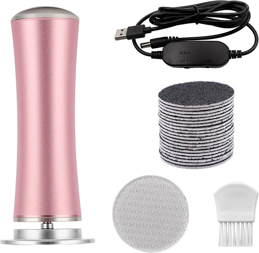 Electric Callus Remover, ELEVEN EVER Foot File Pedicure Tool(Speed Adjustable) with Recyclable Glass Grinder and 20pcs Replacement Sandpaper Disk for Men Women Dead Dry Crack Skin Calluses Pink