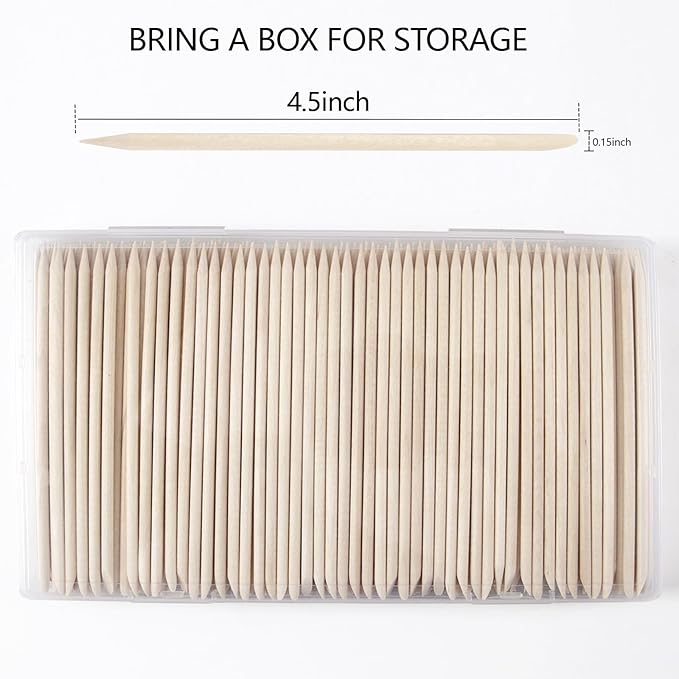 360PCS Orange Sticks for Nails in a Case - 4.5 inch Double Sided Wooden Cuticle Pusher Sticks for Nail Art, Manicure & Pedicure - Wood Sticks for Waxing
