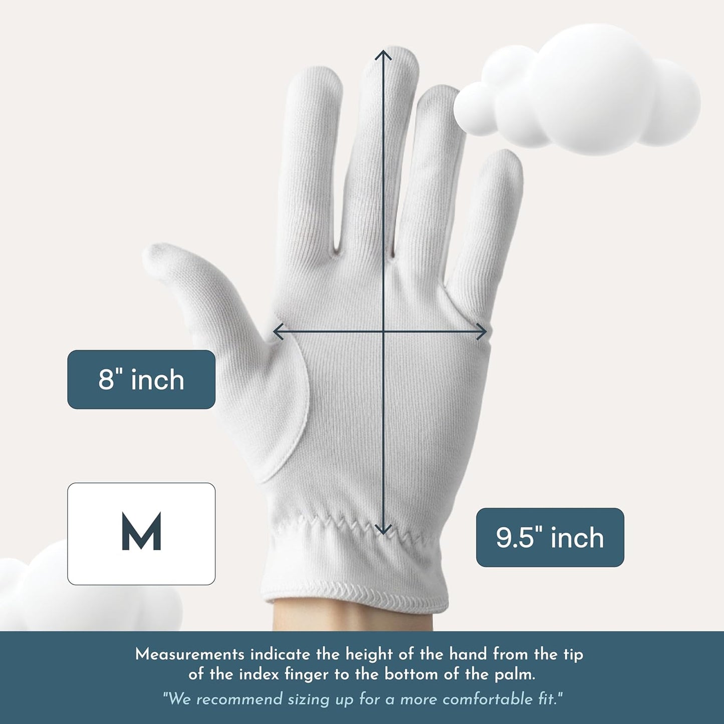 8 Pairs Cottonnerie Original Cotton Gloves for Dry Hands Sleeping, Moisturizing Gloves Overnight, Hand Moisturizer Gloves, Moisture Gloves for Dry Hands Overnight, Sleeping Gloves, Medium