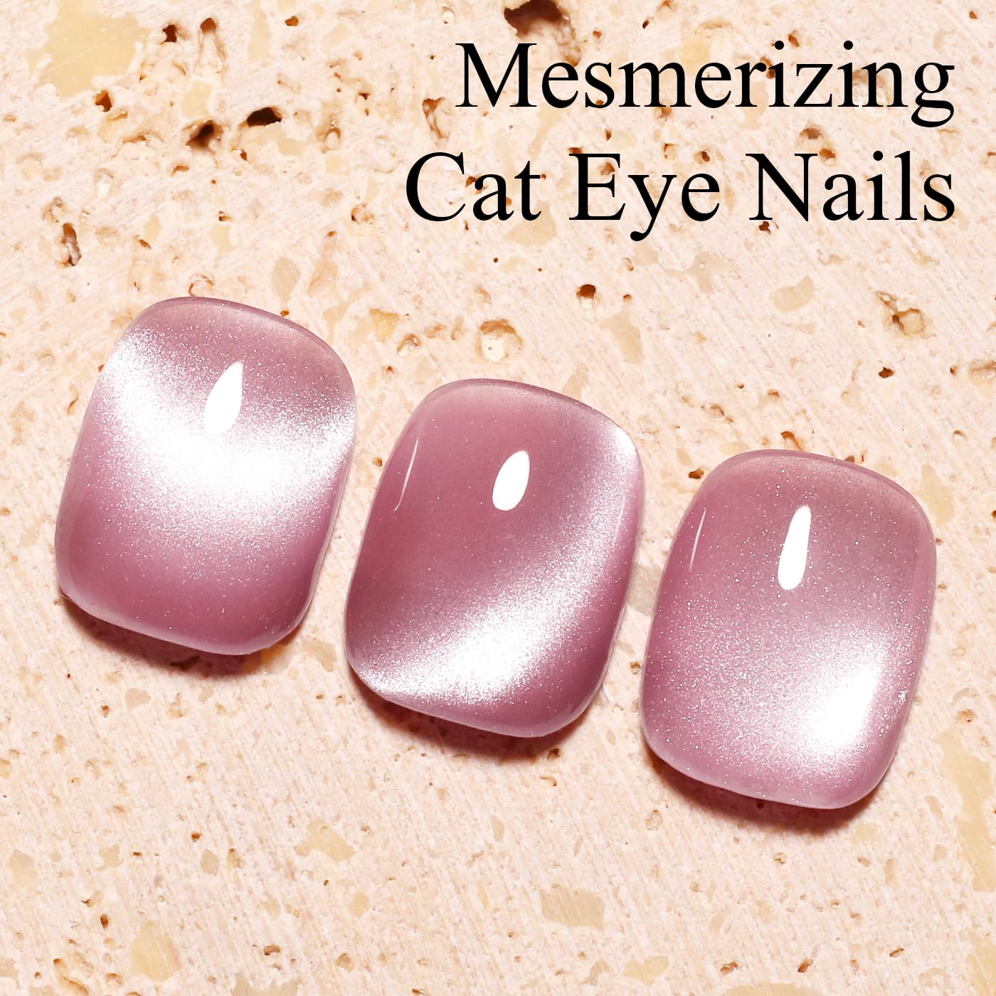 Imtiti Moonlight Pink Cat Eye Gel Nail Polish with Magnet, Holographic Glitter Shimmer Magnetic UV Gel Polish for Nail Art Soak off UV Led