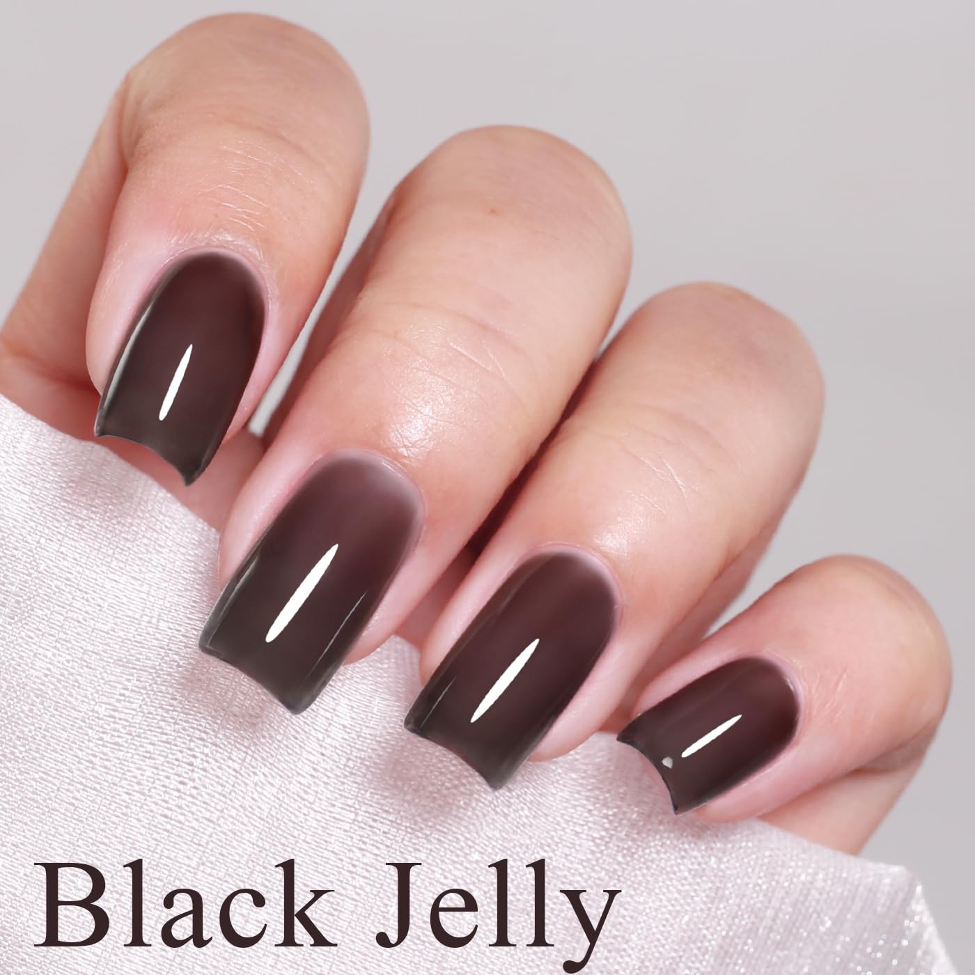 Imtiti Jelly Gel Nail Polish, Black Sheer Jelly Nail Gel Polish Soak Off UV LED Spring Summer Translucent Art Manicure Salon DIY Design 10ML
