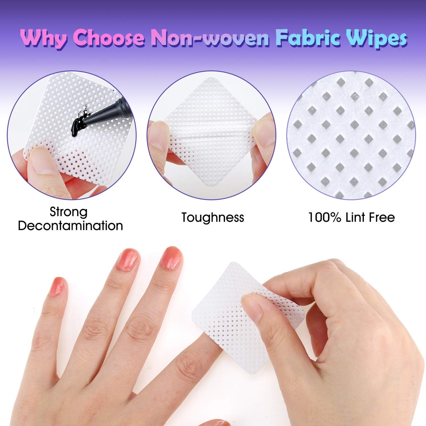 400 Pieces Eyelash Extension Glue Adhesive Wipes Cleaner Wiping Cloth Non-woven Fabric Wipes Removal Tool for Eyelash Extension Glue and Nail Polish Bottle