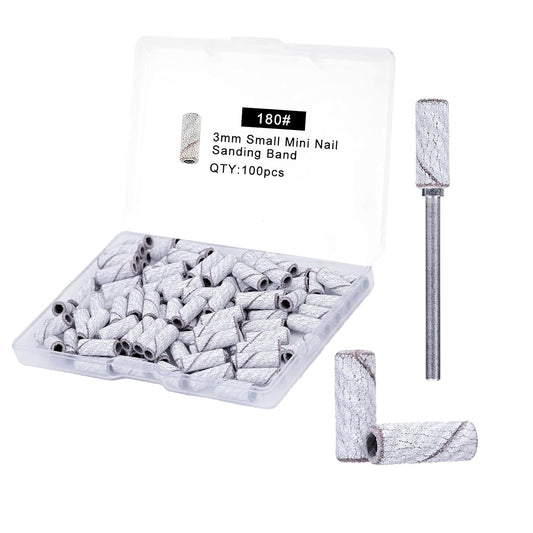 100 Pcs Nail Drill Bits Sanding Bands for Nail Drill, Nail Tips for Drill Bits Nail Tech,180 Fine Grit Nail File Sanding Bands for Acrylic Nails Gel Manicures and Pedicure, Zebra