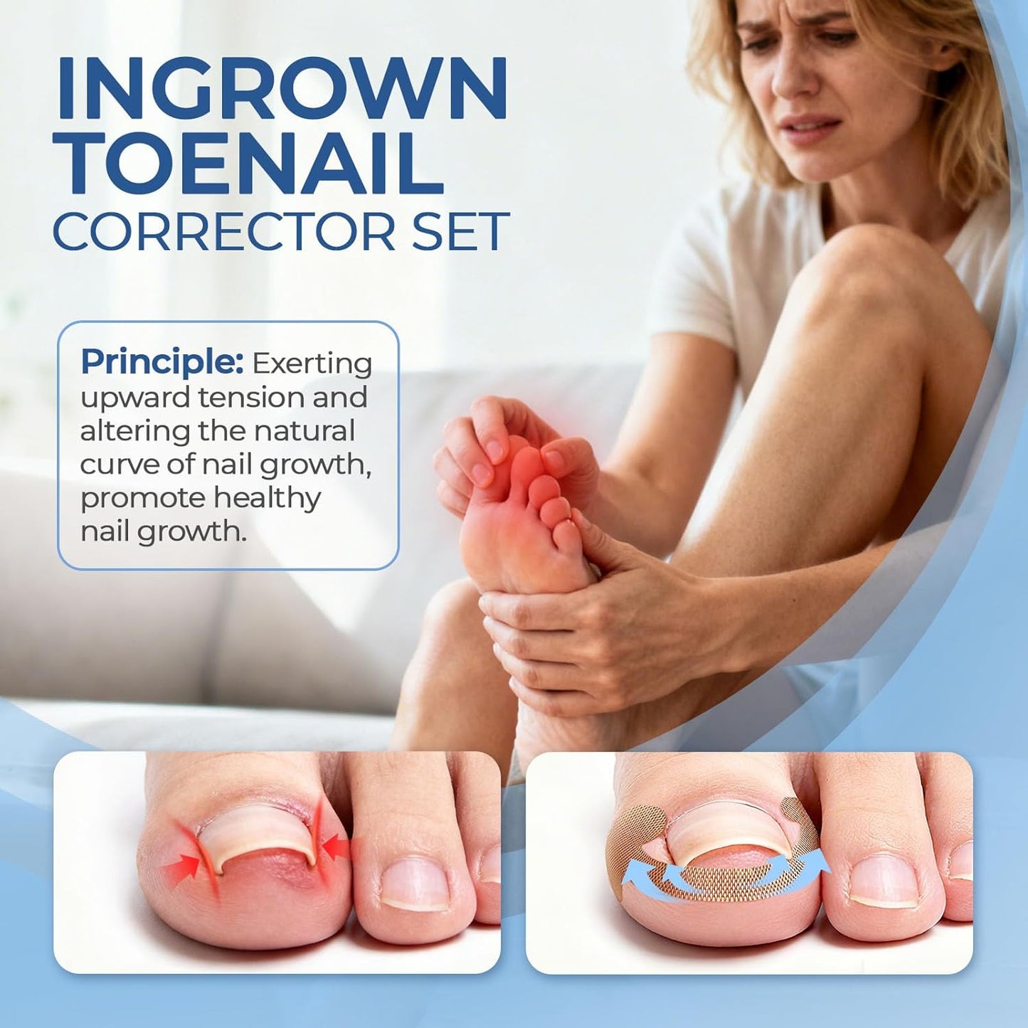 Ingrown Toenail Corrector Set with Correction Strips, Professional Ingrown Toenail Removal Kit Pedicure Tool Set, In Grown Toe Nail Remover Curve Tape at Home for Men Women