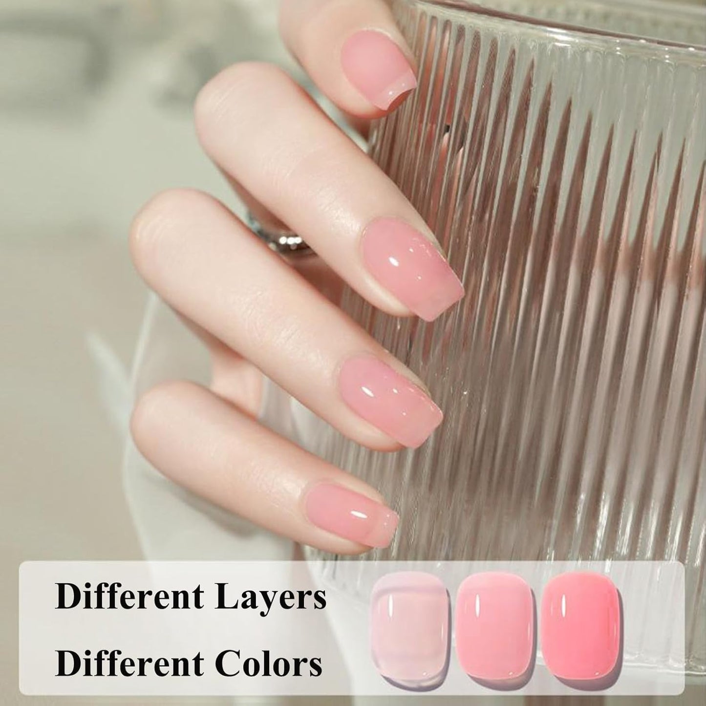 COSMOO Clear Pink Nail Polish, 12ml Nude Peach Quick Dry Nail Lacquer for Nail Art Varnish, Long Lasting Sheer Pink Polish, 0.41 fl oz
