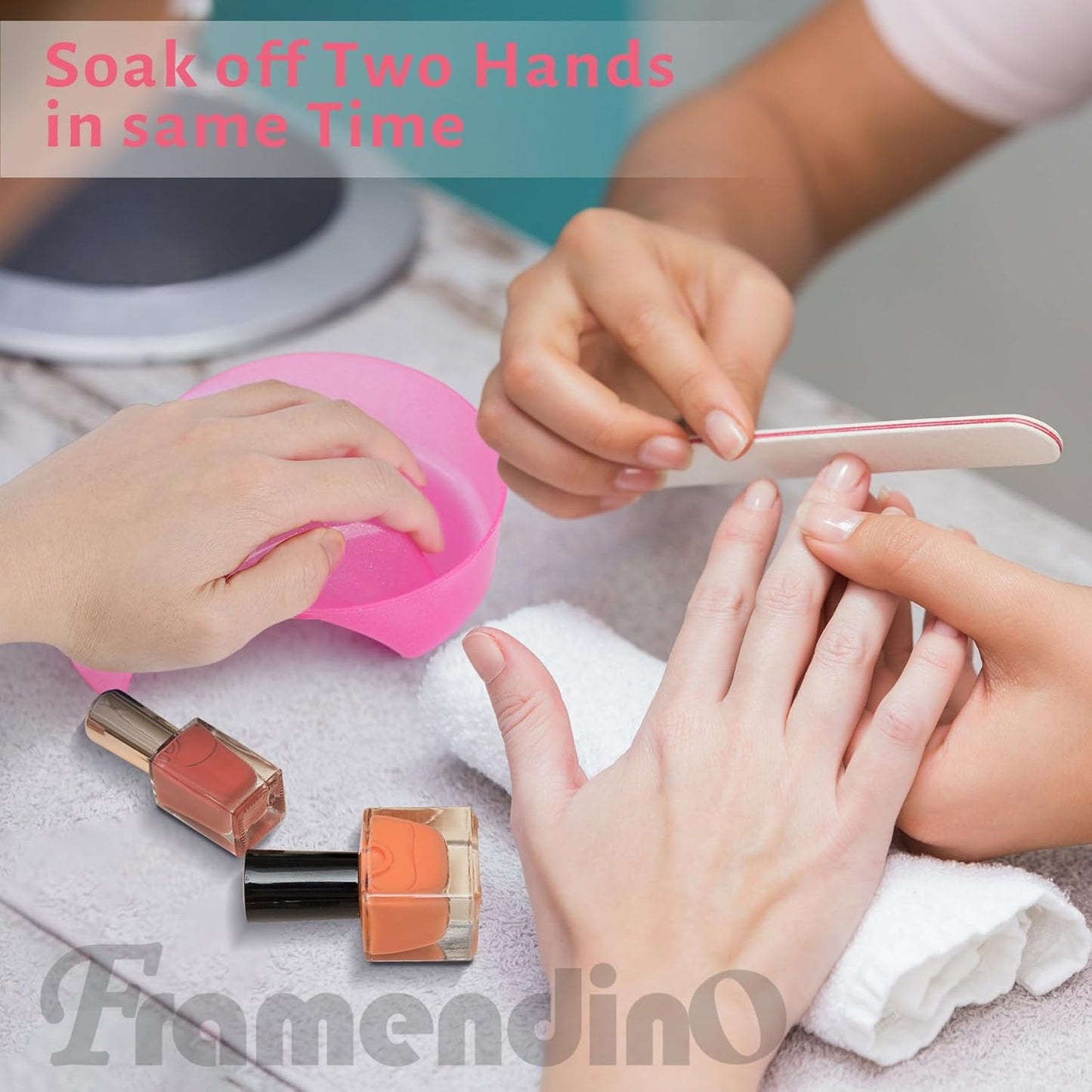 Framendino, 4 Pack Hand Cuticl Nail Soaking Bowl Manicure Dip Bowls for Polish Care Colors