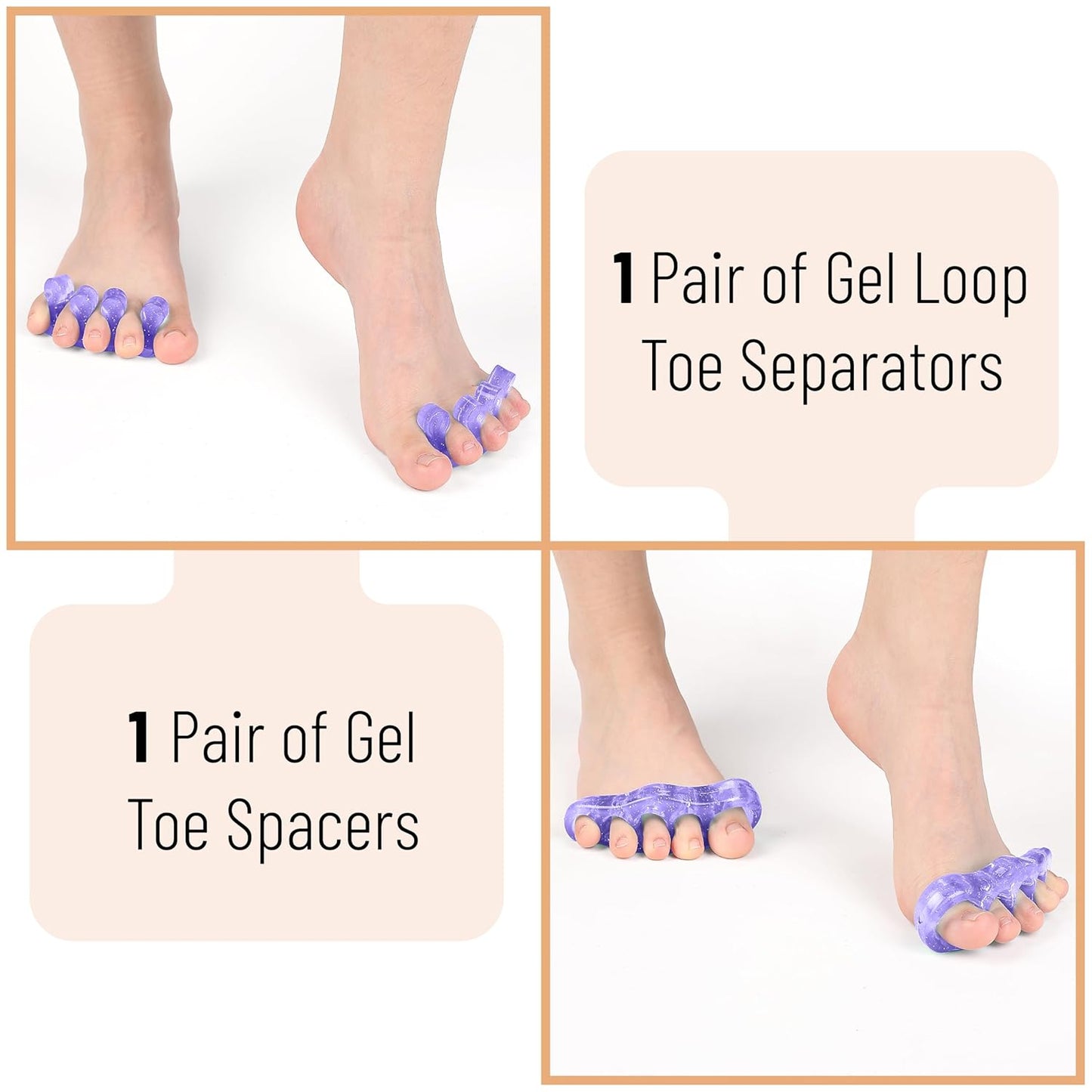 Dr. JK- ToePal Gel Toe Separator, 2 Pairs, Toe Spacers, Bunion Corrector, Christmas Gifts