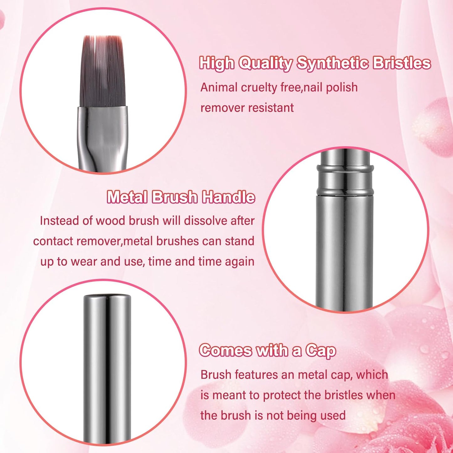 3Pcs Nail Art Clean-Up Brushes Set, Cleaning Mistake Polish On Cuticles Angled Round Flat Brush Acetone Resistant For Manicure Painting Design Cleaner Remover Tool Professional DIY