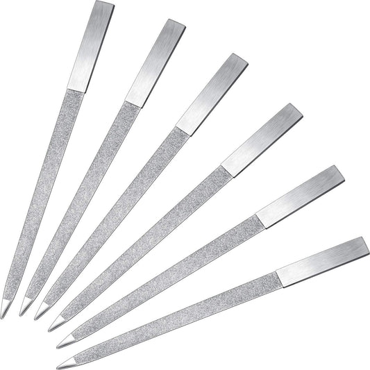 Mudder 6 Pieces Diamond Nail File Stainless Steel Double Side Nail File Metal Buffer Women Men Fingernails Toenails Manicure for Salon and Home, Silver(7 Inch)