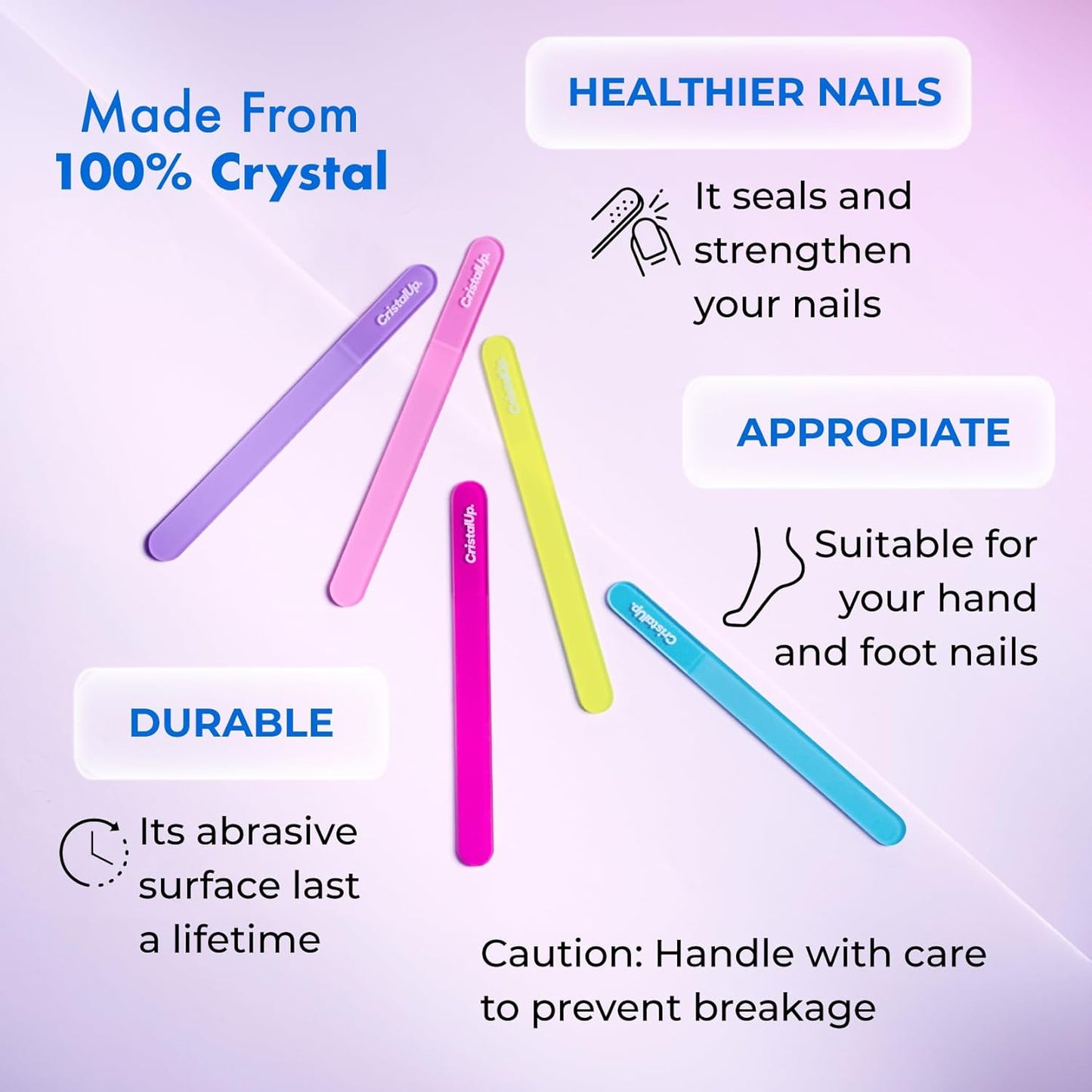 Crystal Nail File 5.3in, Glass File Durable, Perfect for Home, Office and On The Go, Elegant Design for Professional Manicure and Pedicure Results