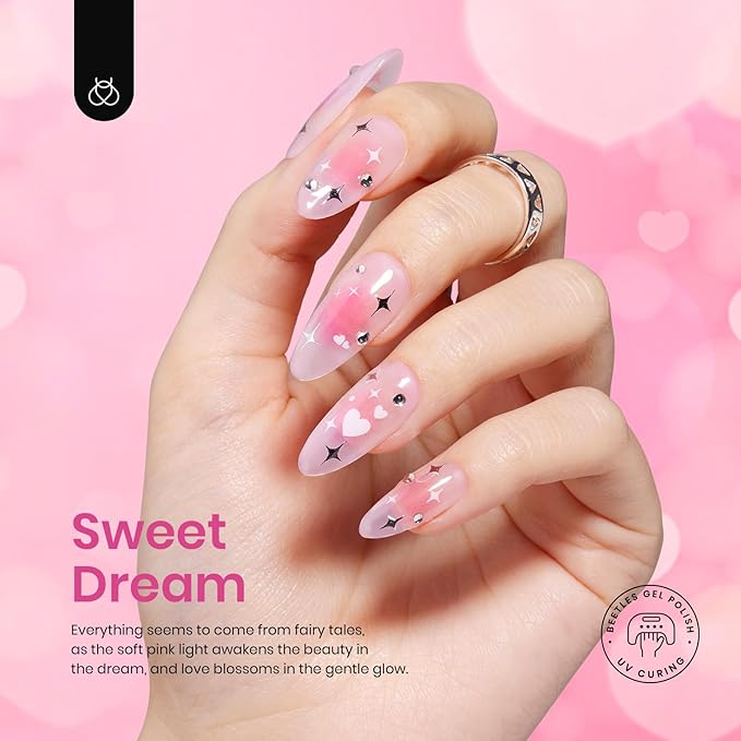Beetles Pink Gel Nail Polish, 6 Colors Hot Pink Glitter Bright Jelly Gel Polish Soak off Uv LED Cured Nail Art Design Salon Home DIY Manicure Gifts for Women