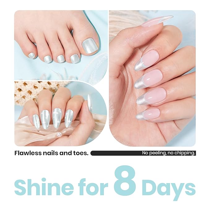 Beetles Pearl Nail Polish Set - 15ml Blue Quick Drying Nail polish Shimmer Glitter Fingernail Polish Bubble Blue Nail Lacquer Shimmer DIY Manicure Gift for Women