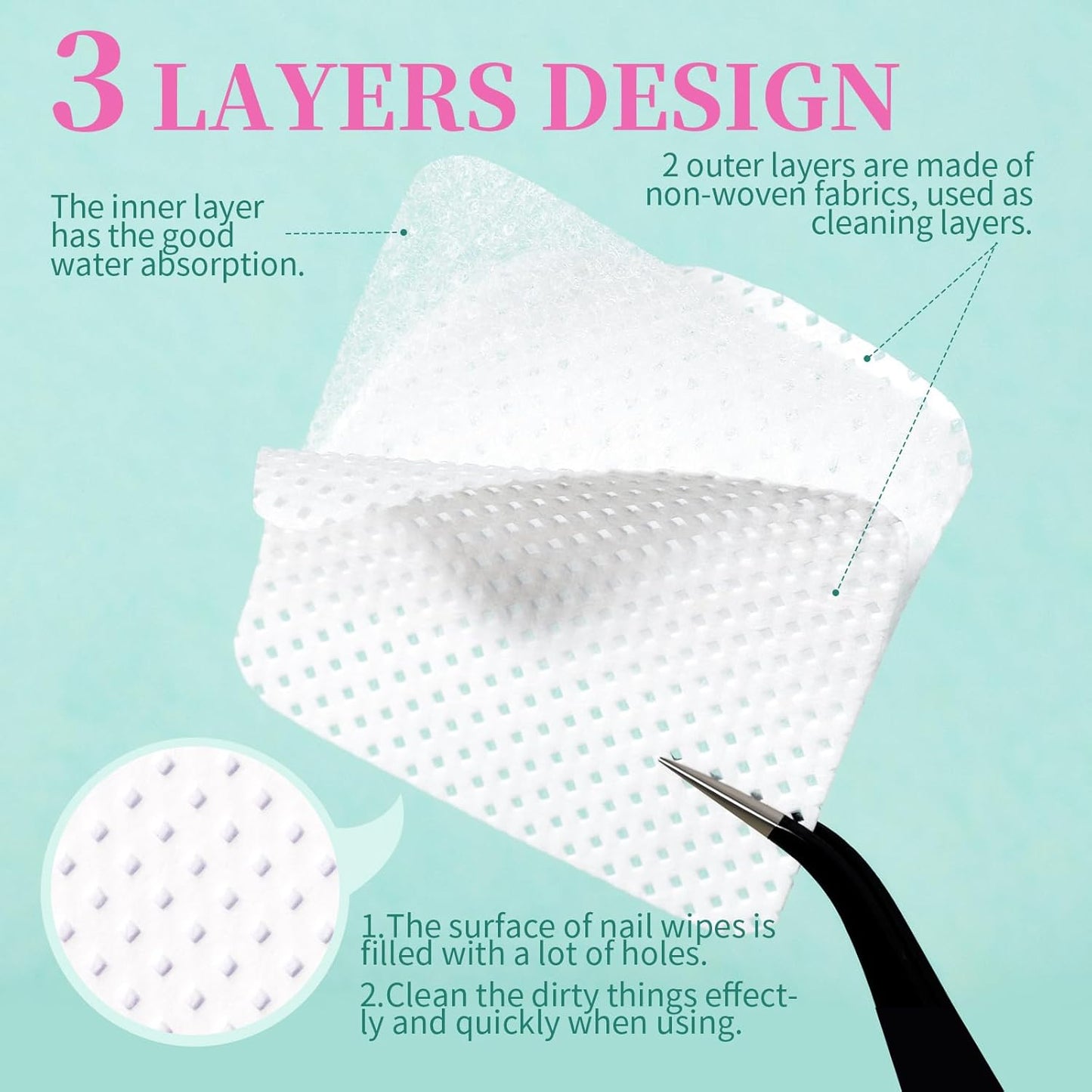 FANDAMEI 740 PCS Lint Free Nail Wipes, Nail Wipes for Gel Nails Lint Free, Nail Supplies, White