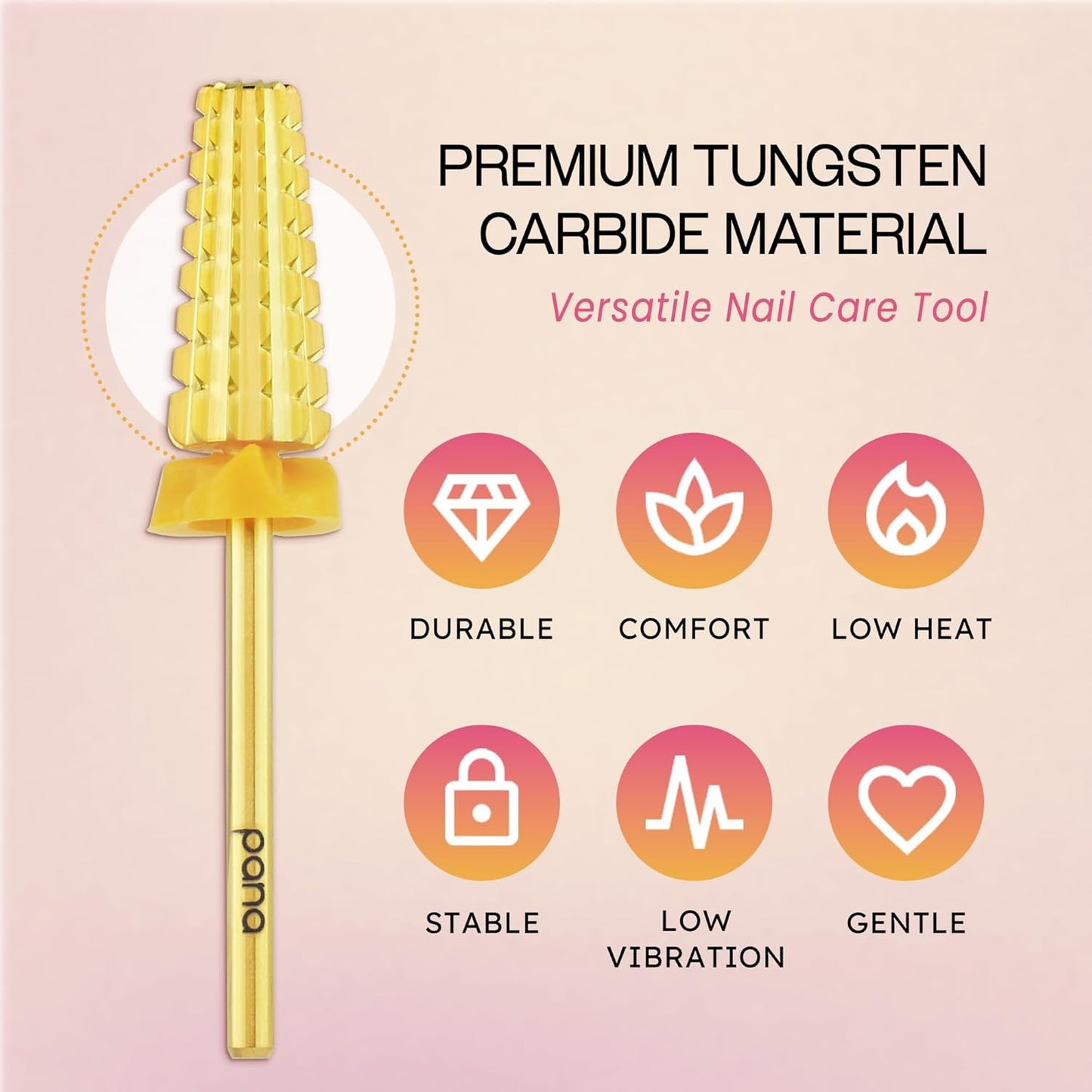 PANA 3/32" Shank 5-in-1 Nail Carbide Bit - (Triple Coarse - 2X Coarse Grit, Gold) - Two Way Rotate use for Both Left and Right Handed Fast remove Acrylic or Hard Gel Machine