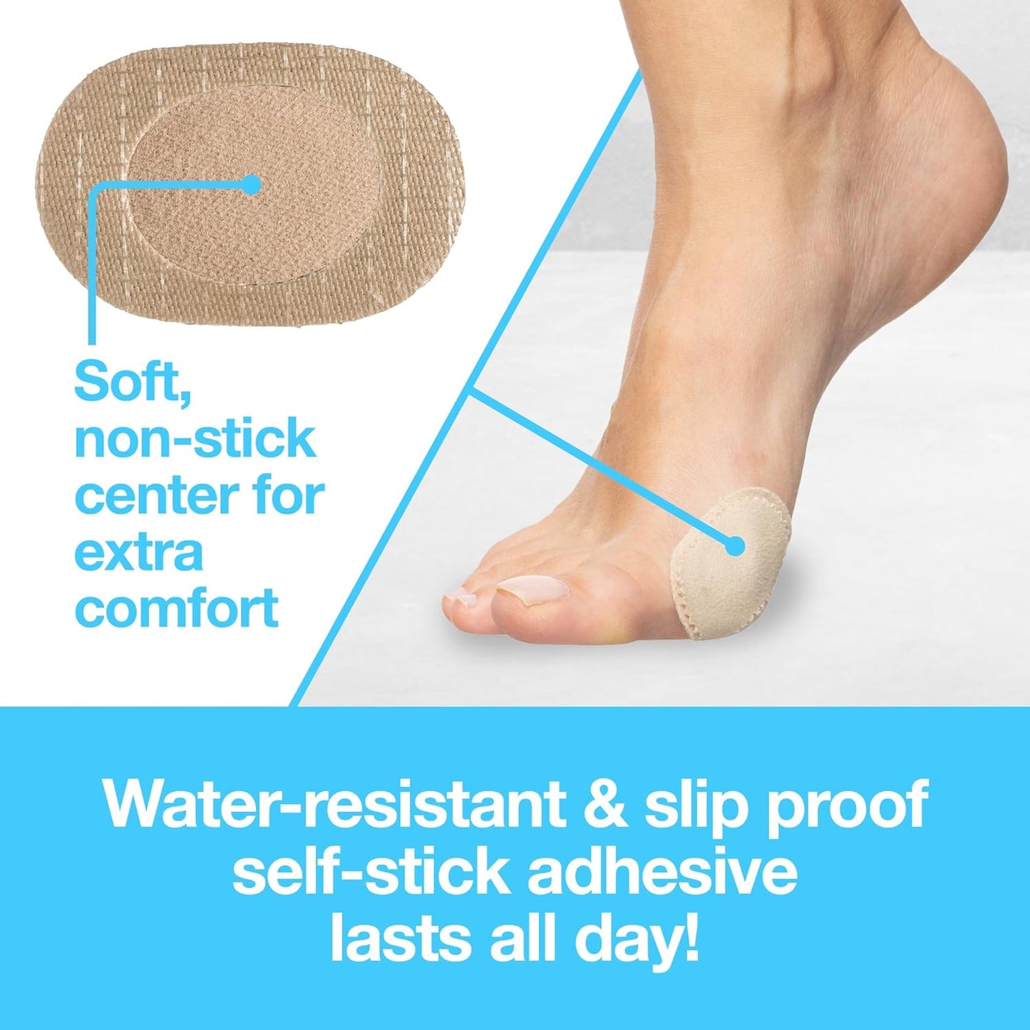 ZenToes Bunion Pads, Adhesive Bunion Cushions for Waterproof Protection, 48 Count