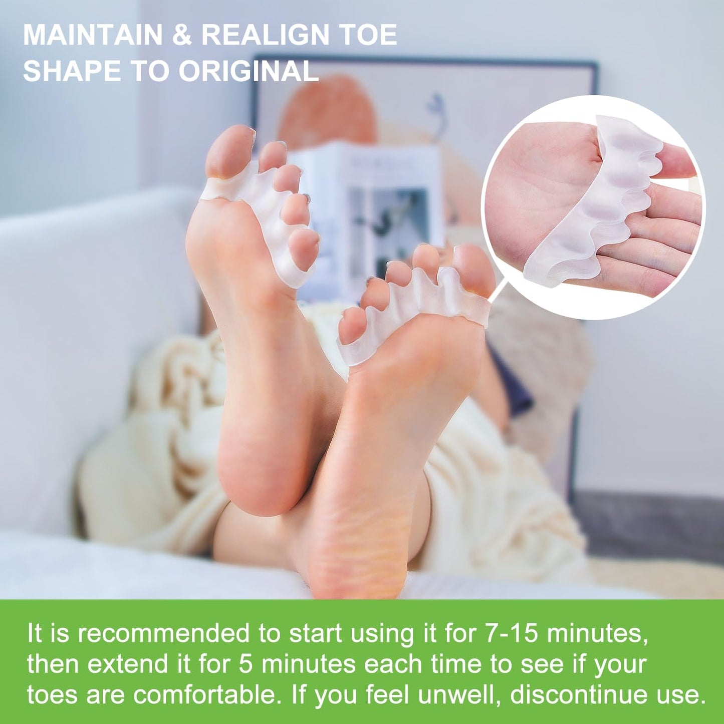 Niupiour Toe Separator for Women and Men, 8 Pack Bunion Corrector for Hammer Toe, Bunions, Silicone Toe Spacers Correctors for Straightening Overlapping Toe, Relieve Bunion Pain
