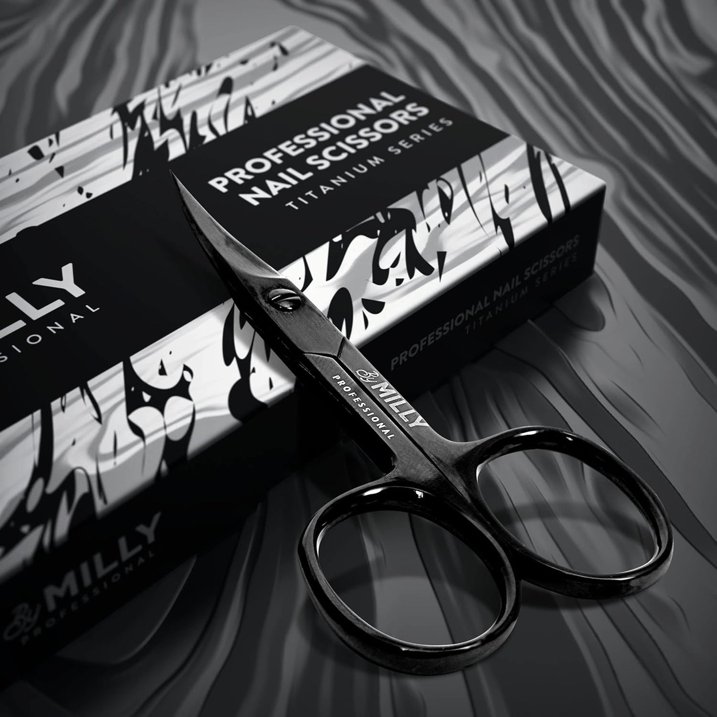 Professional Nail Scissors | High Carbon Stainless Steel | Manicure | Razor Sharp Curved Blade for Women - 100% Stainless Steel Beauty Scissors for Nails (Black)
