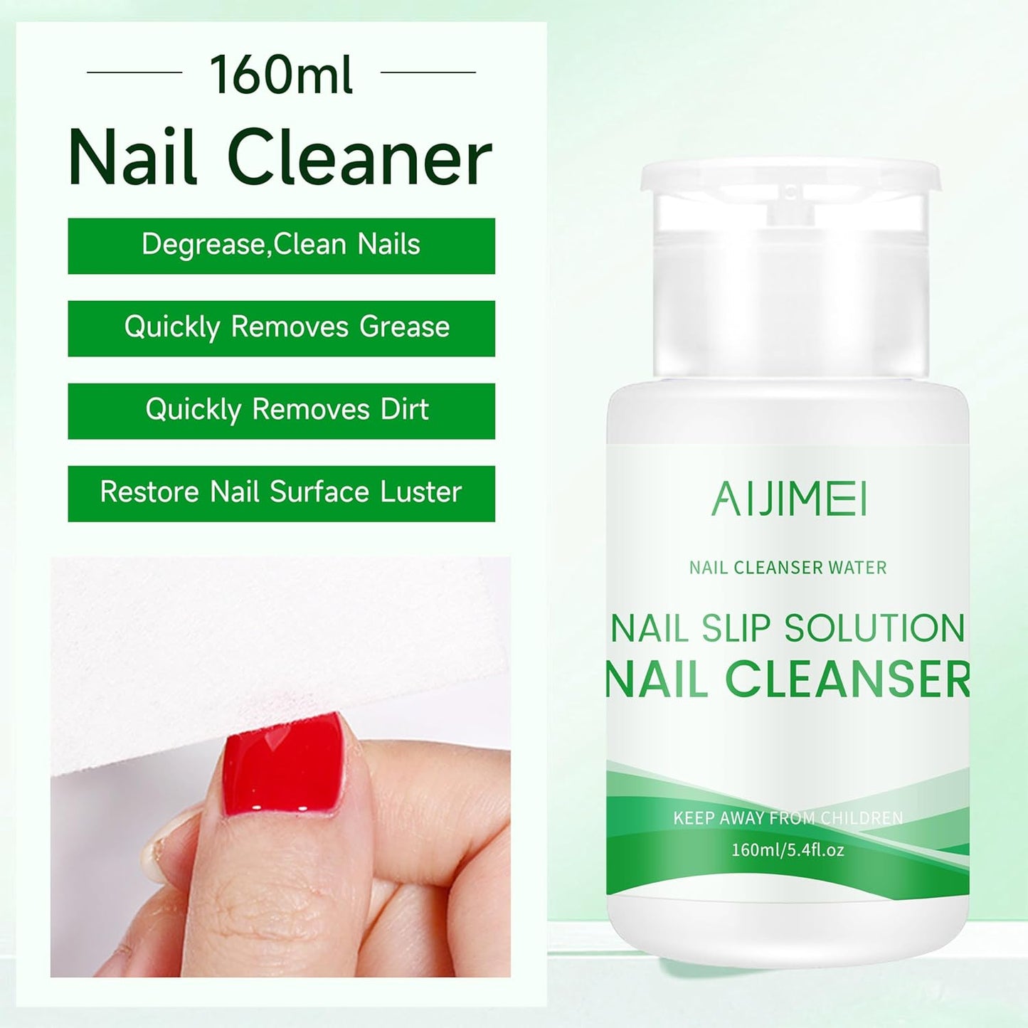 AIJIMEI Professional 160ml Nail Slip Solution Quick Cleaning Poly Gel Slip Solution For Nail Art And Extensions Suitable for Beginners DIY Home & Salon