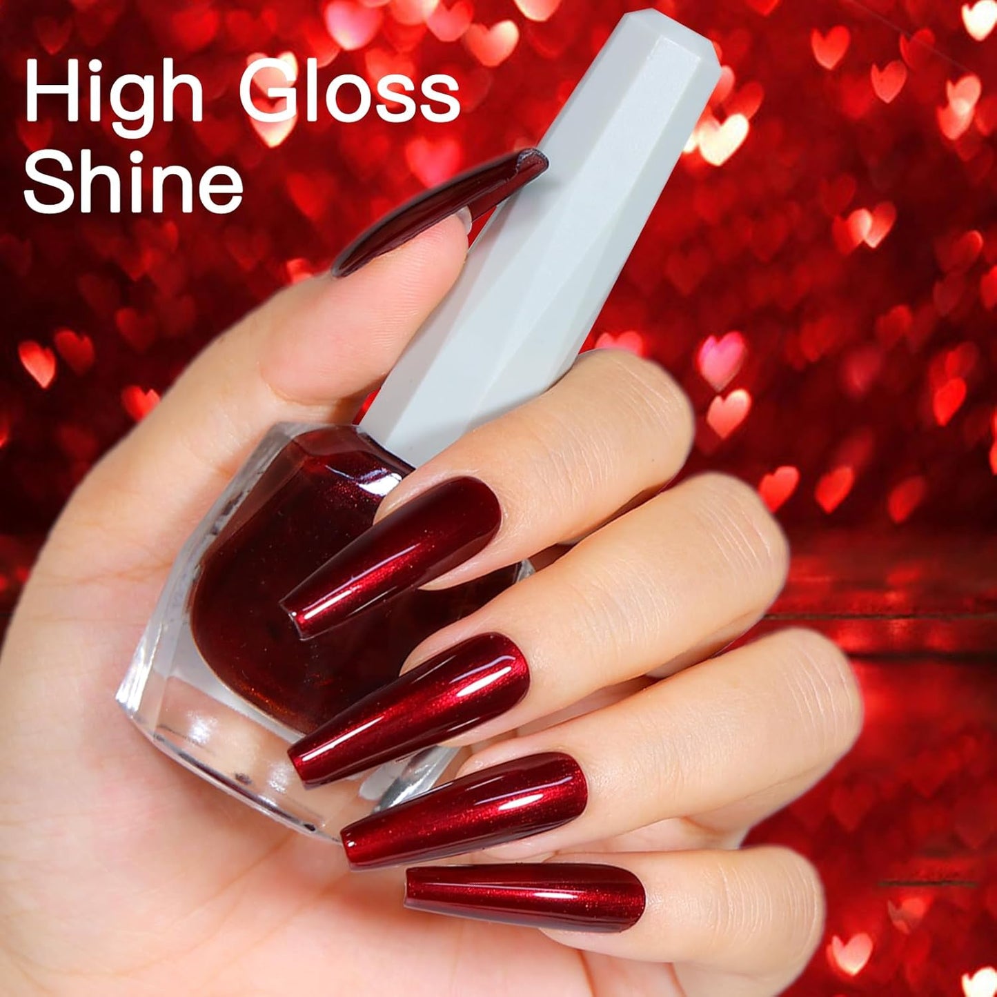 COSMOO 12ml Wine Red Nail Polish, Burgundy Quick Dry Nail Lacquer, Super Lustrous Nail Enamel Polish, Iridescent Ultrachrome Nail Art Varnish