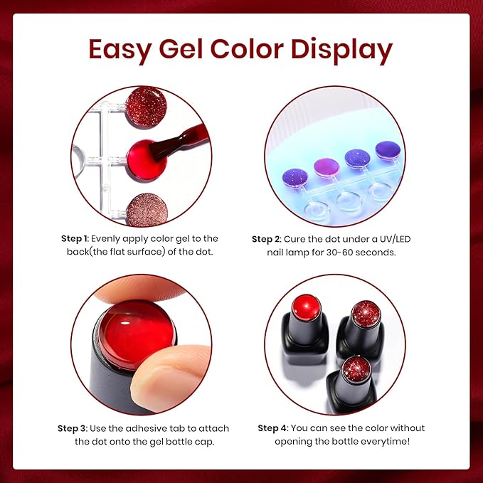 Beetles Red Gel Nail Polish Set, Winter Gel Polish 6 Colors Cat Eye Glitter Burgundy Bright Jelly with Magnet, Soak Off LED Lamp DIY Salon at Home Manicure Gifts for Women Red Revival