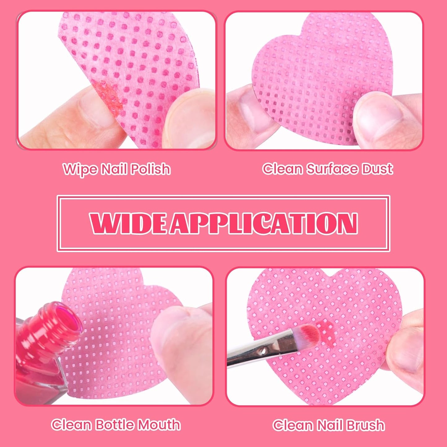 MAYEEN Lint Free Nail Wipes 400PCS Heart Shape Nail Polish Remover Wipes No Lint Soft Cleaning Wipe for Nails & Eyelash Extensions Nail Supplies