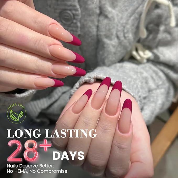 Red HEMA-Free Gel Nail Polish, 18 ML Plum Red Color Gel Polish for Women, Same Color Same Bottle Soak Off U V Gel Polish, Long-Lasting Professional Gel for Nail Art Salon & Home DIY Manicure