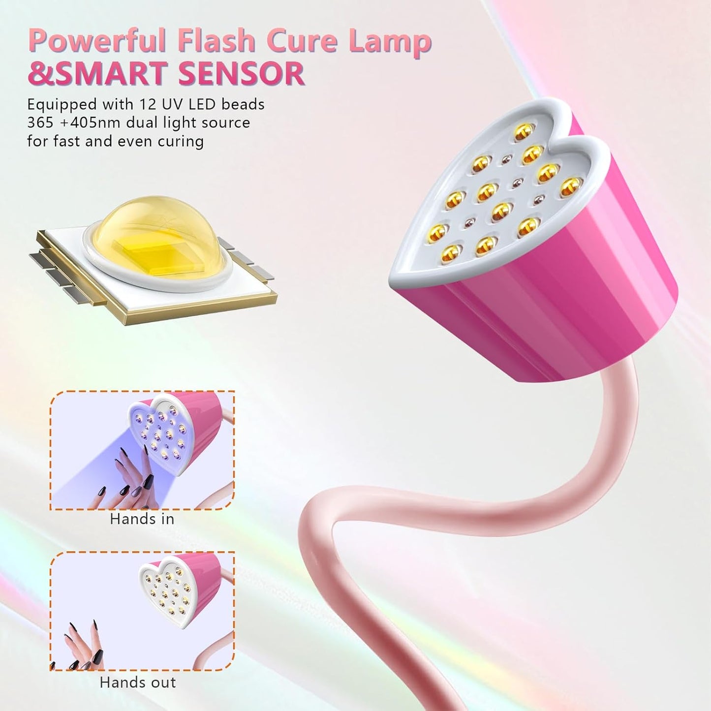 BETE Mini UV Nail Lamp Flash Cure Gel Nail Polish, 360° Foldable Gooseneck UV LED Nail Lamp with Smart Sensor, USB Portable Cordless 30W Rechargeable Nail Dryer with 3 Timers for Salon Home DIY
