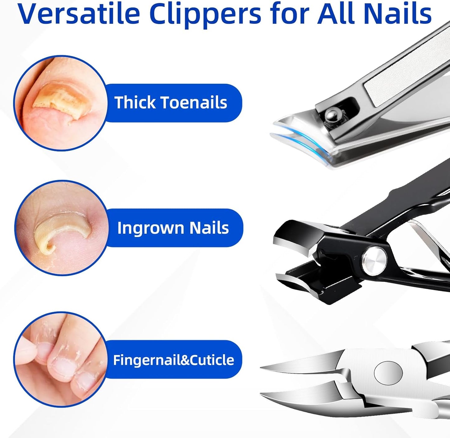 Thick Toenail Clippers for Mens, Professional Large Toe Nail Clippers for Thick Nails for Seniors, Heavy Duty Edgy Ingrown Toenail Clippers, Sharp Slanted Nail Cutter with Wide Jaw