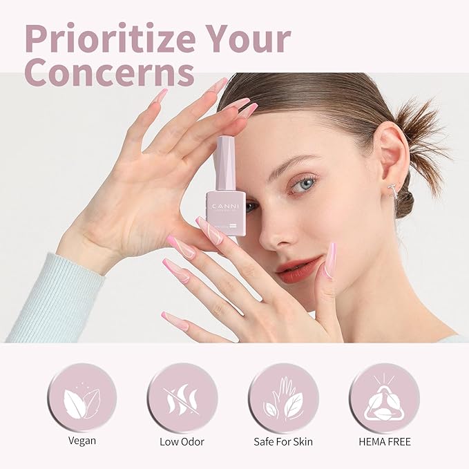 CANNI Nude Gel Nail Polish, 1Pcs Nude Pink Gel Polish Color High Gloss Soak Off Nail Manicure Salon DIY