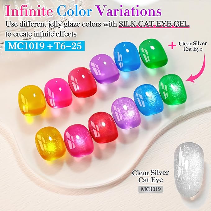 Double Rhythm 6 Pcs 15 ML Gel Polish Set Same Color Same Bottle Soak Off Gel Polish Kit Nail Art Manicure Salon DIY at Home for Women (Jelly Yellow Pink Red Purple Blue-T6-25)