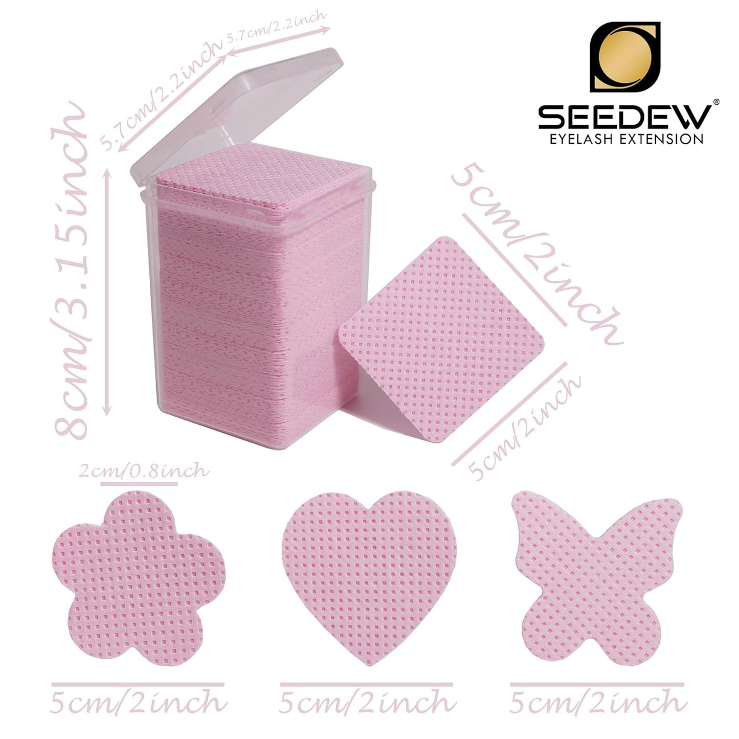 200 Pieces Pink Lash Glue Wipes, Nail Wipes, Square Shape Lint Free Magic Wiper Cloth, Lash Extension Supplies (1 Box) (Simple Packaging)-(Pink Square Shape)