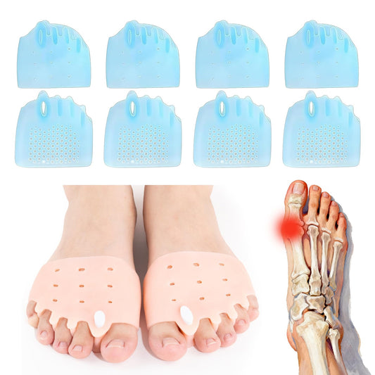 4 Pairs Silicone Toe Separators, 2026 New Bunion Corrector for Women, Ball of Foot Cushions, Toe Separators Breathable and Soft, Corrector, for Foot Alignment & Pain Relief, 4PCS*Blue