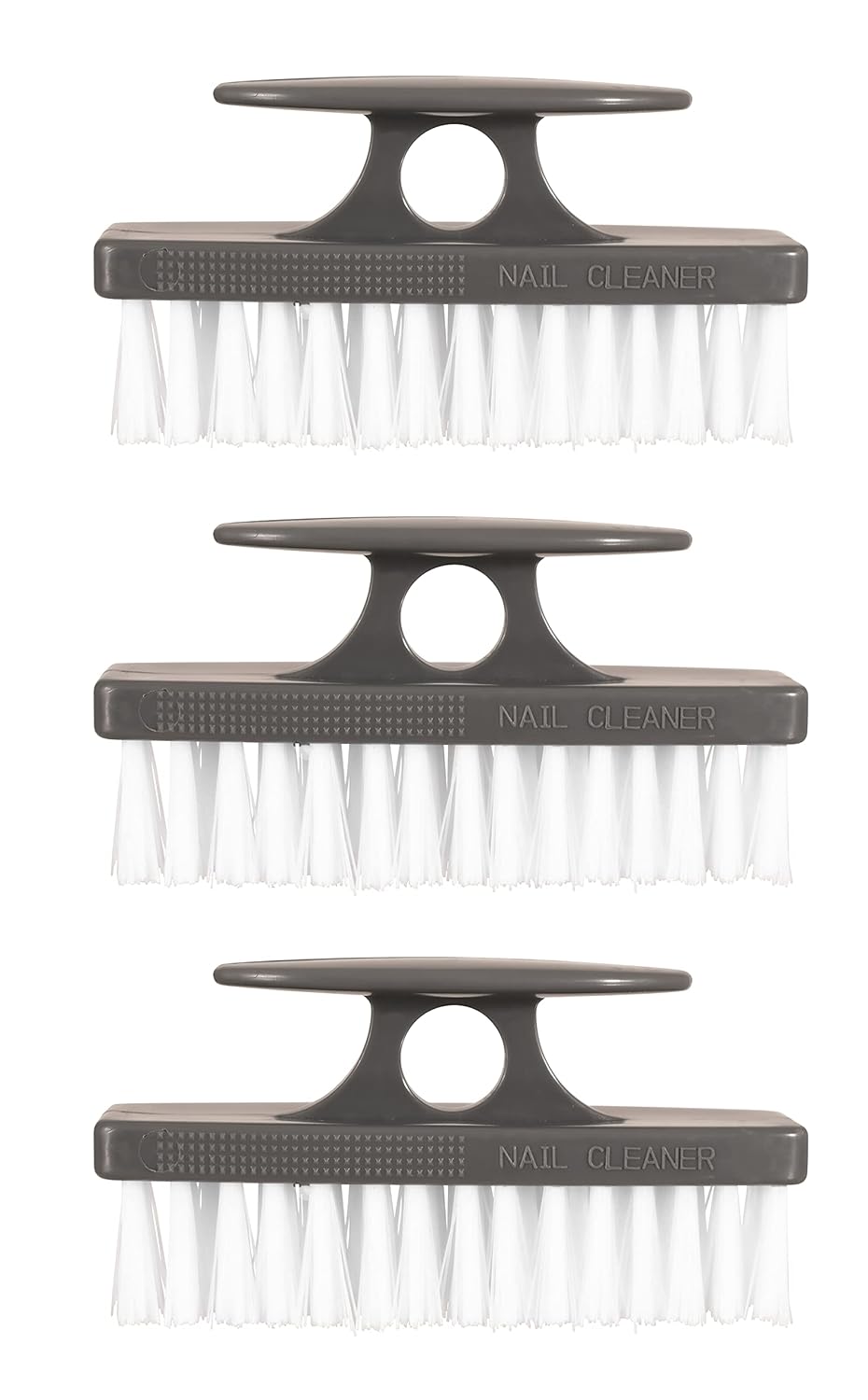 Superio Stiff Nail Brush Cleaner with Handle- 3 Pack Durable Brush Scrubber to Clean Toes, Fingernails, Hand Scrubber All Surface Cleaning, White Heavy Duty Scrub Brush Stiff Bristles, Easy to Hold