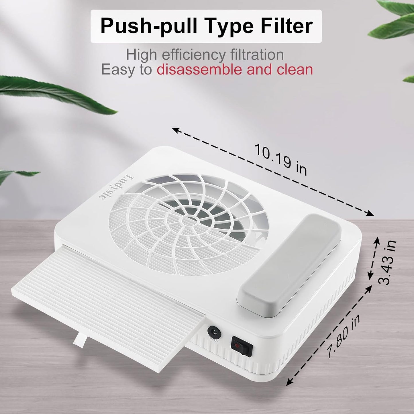 Nail Dust Collector with Reusable Filter,Professional Nail Vacuum Cleaner for Acrylic Nails,Electric Nail Dust Suction Fan for Nail Artist,Large Space for Home Salon Nail Polishing Use(Gray White)