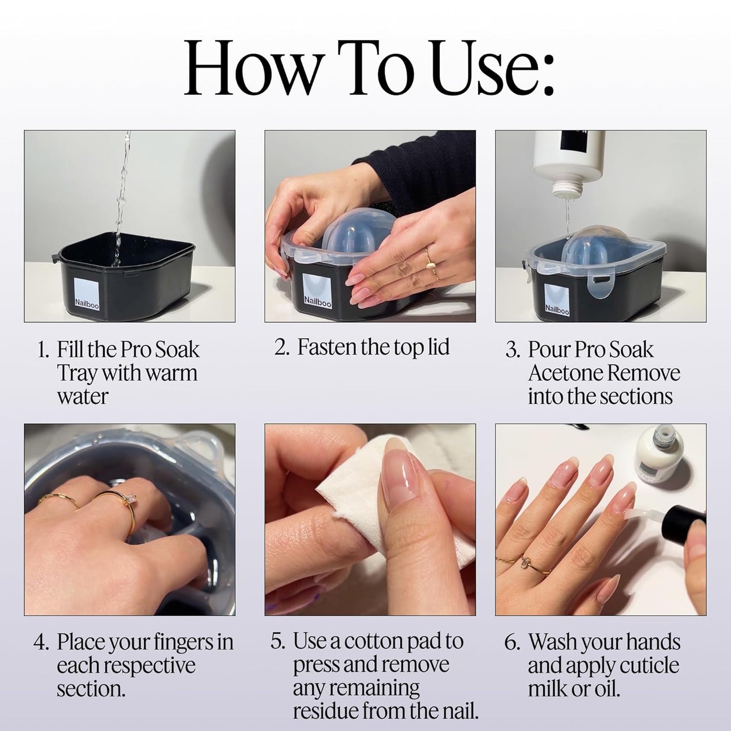 Nailboo 100% Acetone Nail Polish Remover & Soak Bowl, Gel Polish Remover for Nails, Pure Acetone Polish and Dip Powder Remover, Nail Salon Quality Removal, 16 Fl Oz