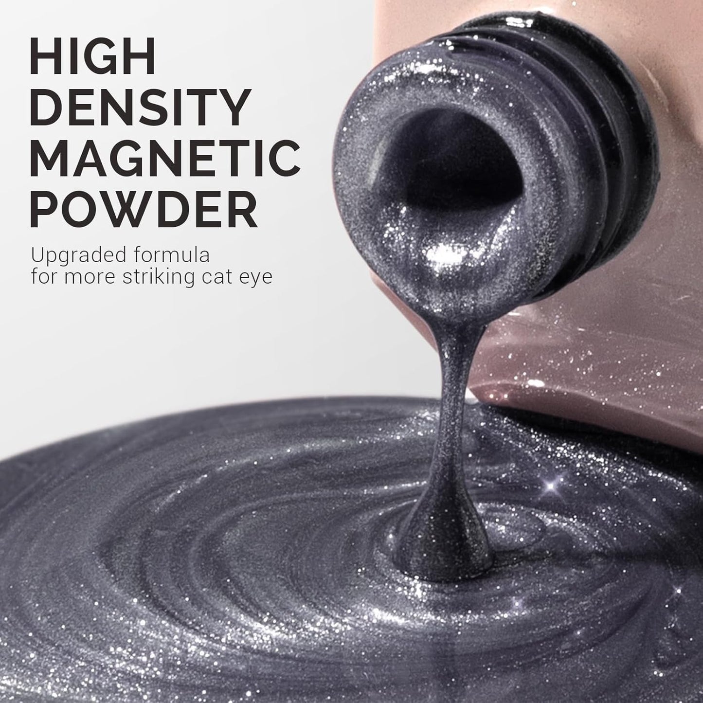 MelodySusie Jeweliver Cat Eye Gel Nail Polish, 0.5 Fl Oz Dark Gray Glitter Holographic Magnetic Nail Polish with Magnet, UV Nail Polish for Nail Art Manicure Salon DIY at Home C6681