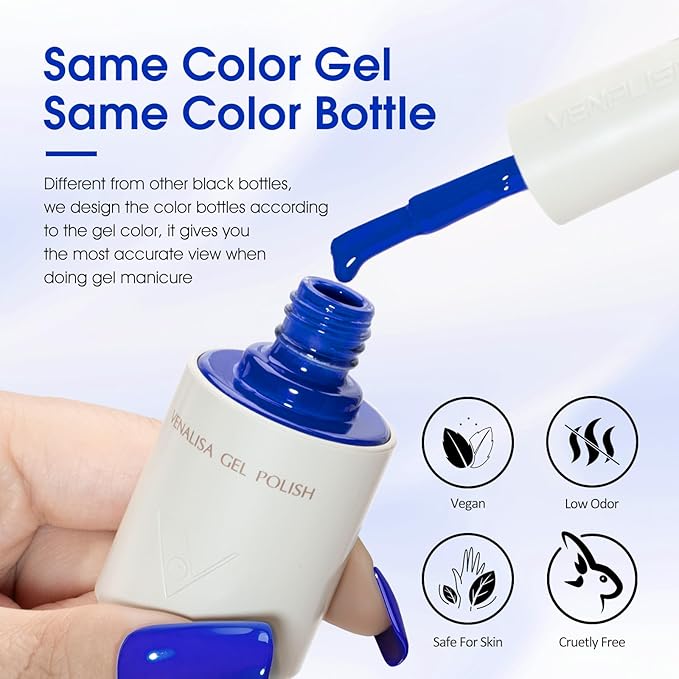 VENALISA 10 ML Gel Nail Polish Set with DIY Nail tips Kit, 5 Pcs Green Purple Blue Red Gel Polish Color High Gloss Soak Off U V Nail Manicure Salon DIY