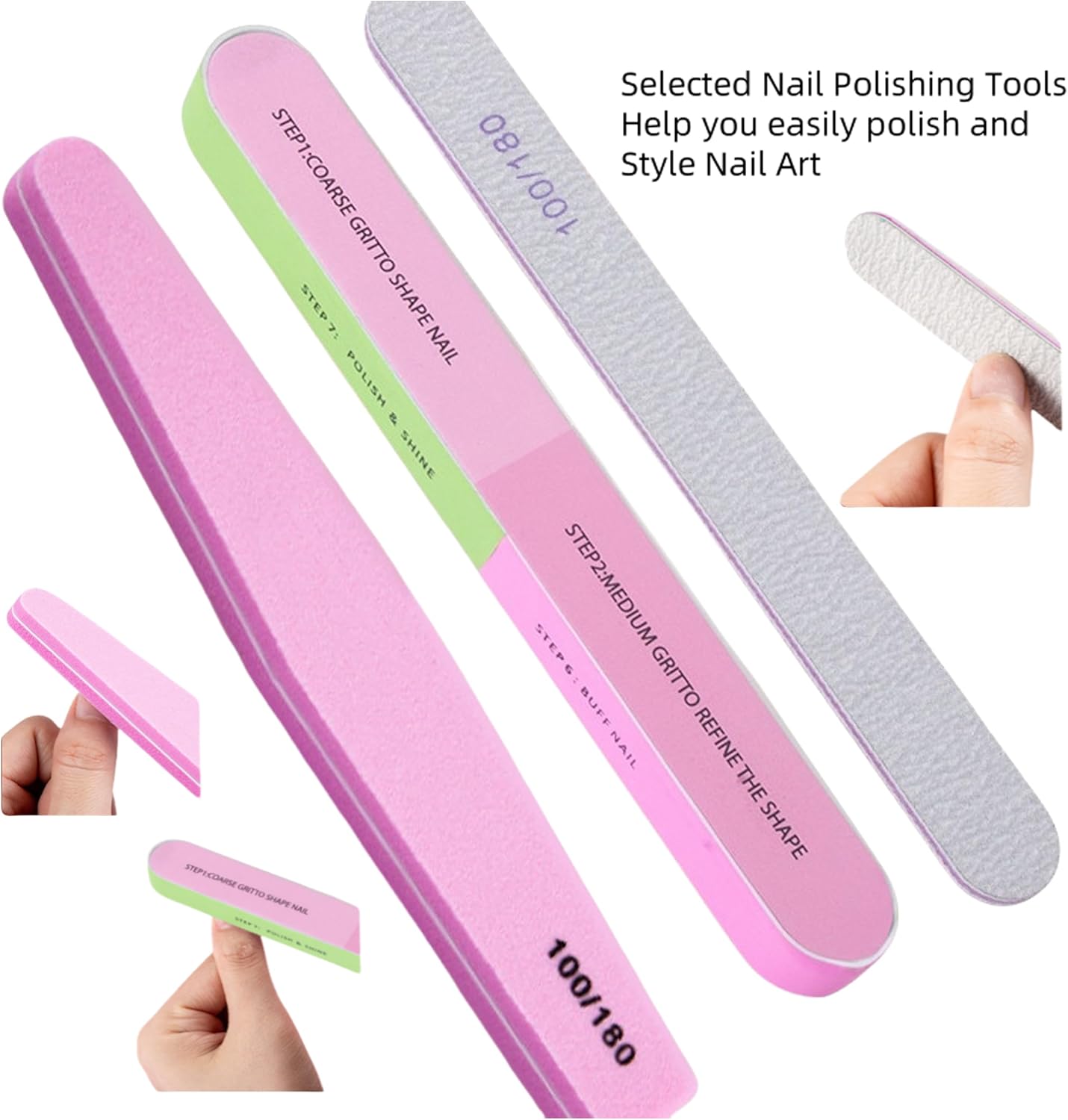 Professional Nail Care Kit,Nail Files 100/180,Nail Buffer Block,Cuticle Nippers,Cuticle Trimmer,Cuticle Pusher,Nail Art Tools,Pedicure & Manicure Tools,Nail Prep Kit,Manicure Kit for Women