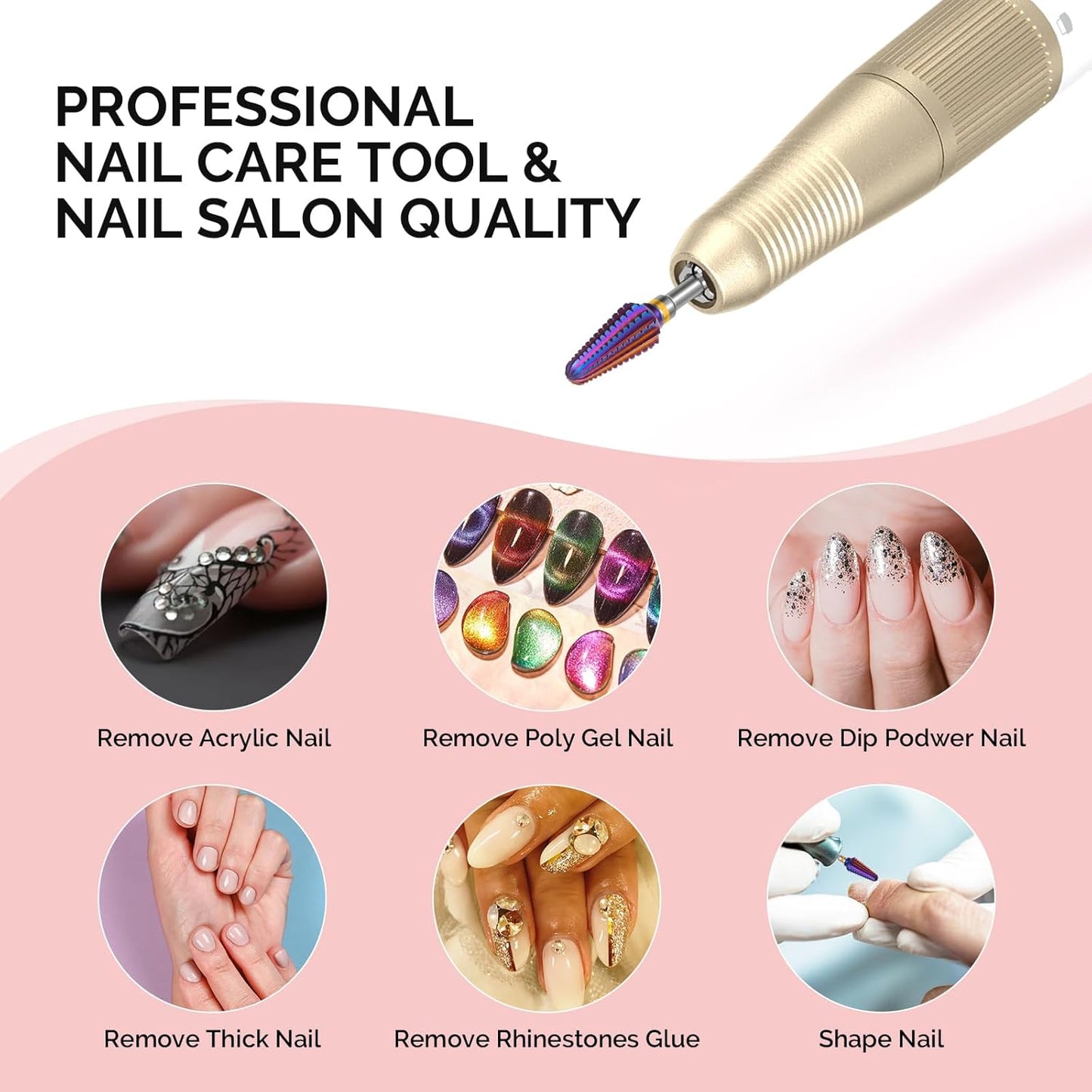 MelodySusie Professional Tornado Nail Drill Bits, 3/32'' Carbide Tungsten Multi-function Bits, Suitable for Manicure Pedicure Cuticle Gel Polishing, Salon Bits, Purple, Series Bit-X, 2XC