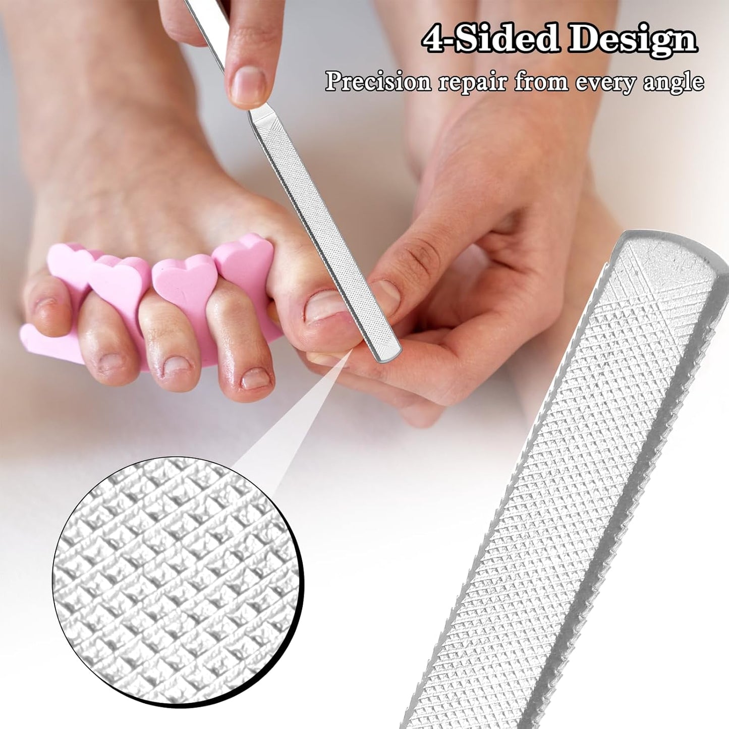 2 PCS Nail Files for Thick Nails, Stainless Steel 7” Long Filer for Men Women, Metal Fingernail Filing Durable Nail Care Tool (Silver)