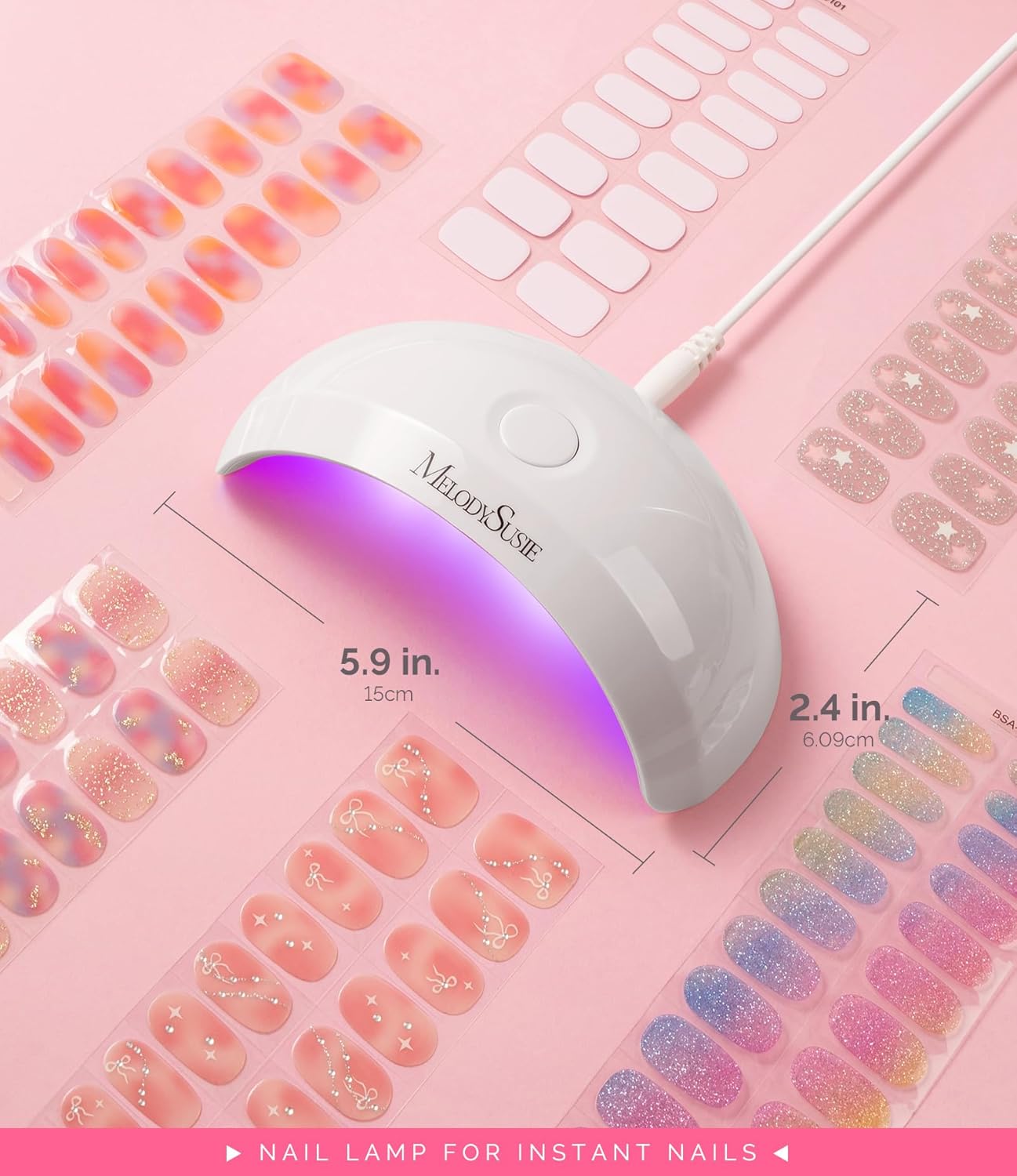 Melodysusie Starter-Friendly Mini LED UV Nail Lamp with 2 Timers, Pocket-Sized for Handheld & Desktop Use, P-art04 UV Light for Gel Nail Especially Instant Nails, Base/top Coat & Half-Cured Gel White