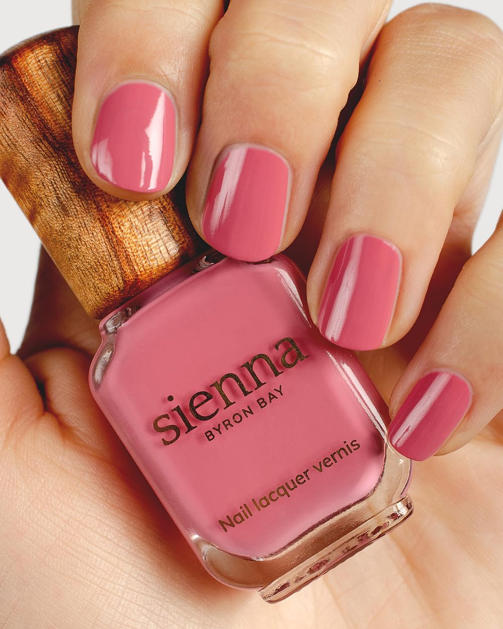 Sienna Byron Bay Blossom Mid-Tone Pink Natural Nail Polish, Long-Lasting, Vegan & Cruelty-Free, 10ml – .34 fl oz.
