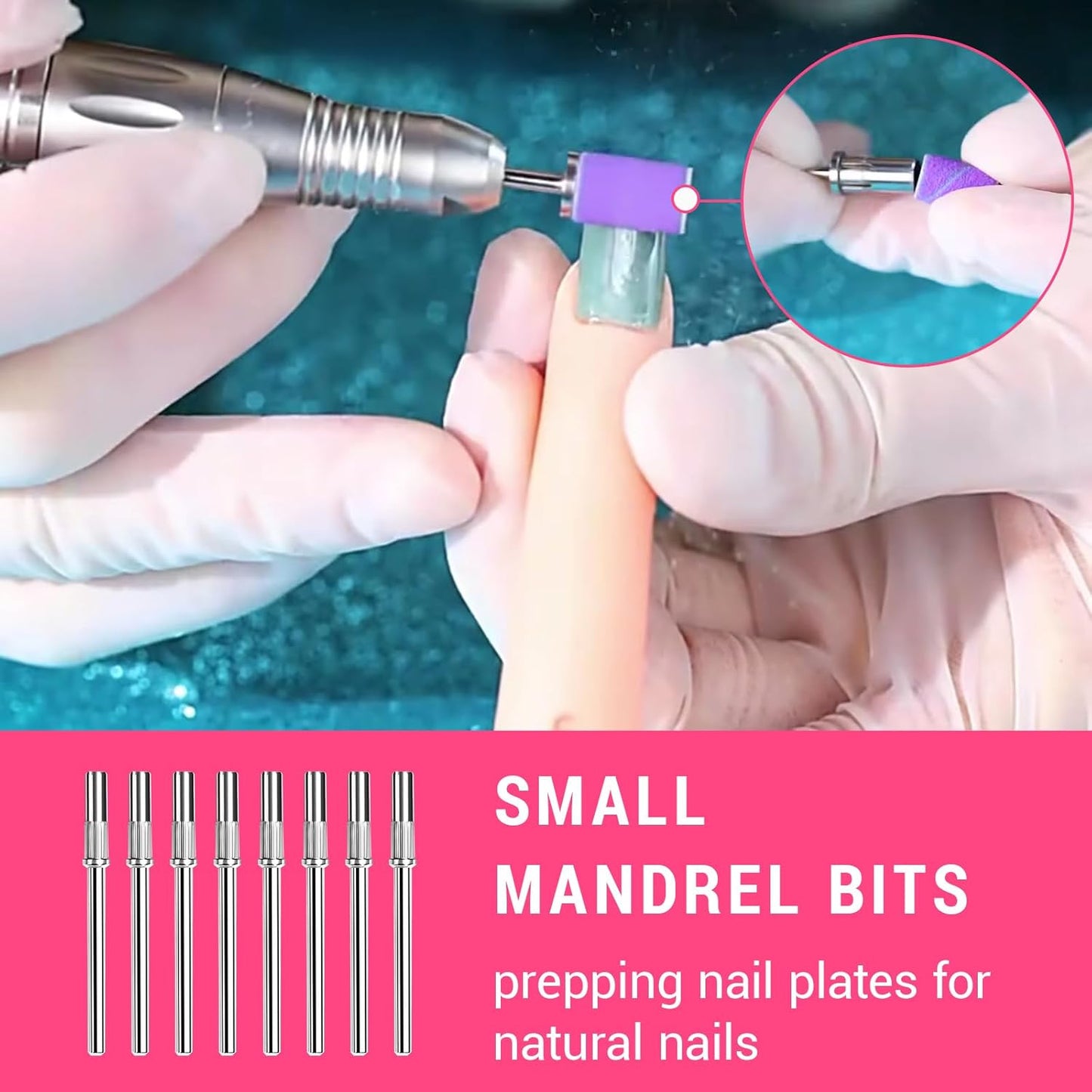 8Pcs Small Sanding Band Nail Drill Bit, 3.1 MM 3/32 Shank Mini Mandrel Nail Bit