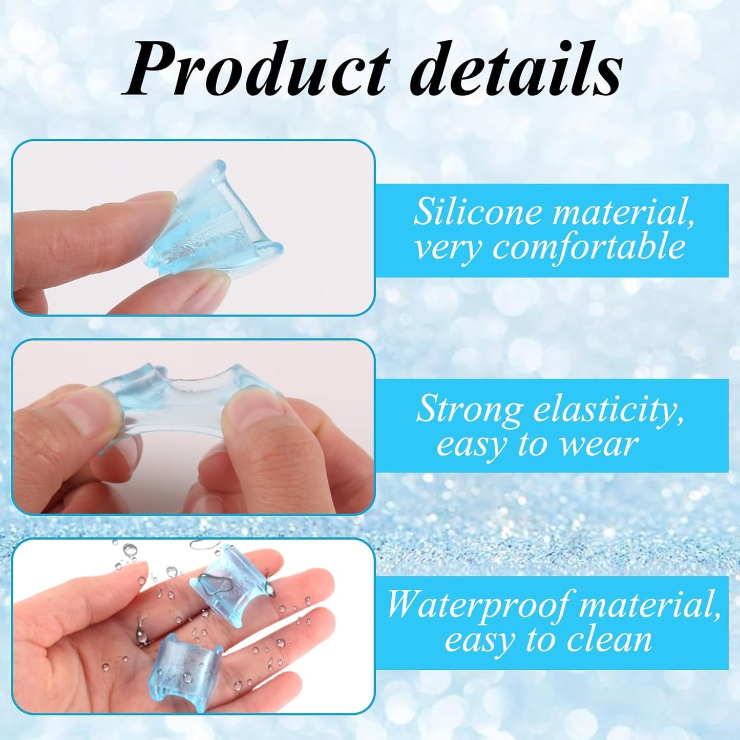 Gel Toe Separator, Pinky Toe Spacers, Little Toe Cushions Straightener Bunion Corrector for Preventing Rubbing & Relieving Pressure, Pain Relief from Overlapping Toes (Clear Blue-10pcs)