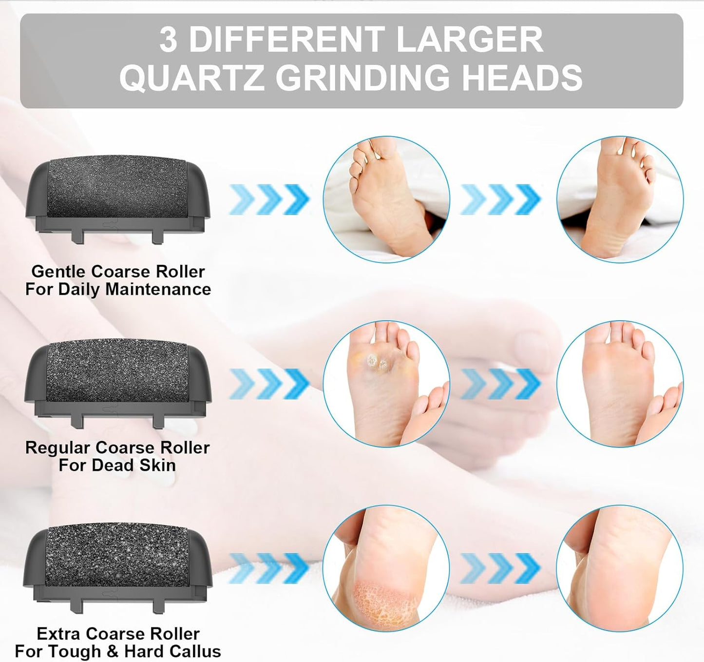 Callus Removers 8 Pack Replacement Rollers Heads for Electric Feet File Pedicure Tools, Pedicure Kit Refill Rollers 3 Extra Coarse, 3 Regular Coarse, 2 Fine Coarse Refill Rollers