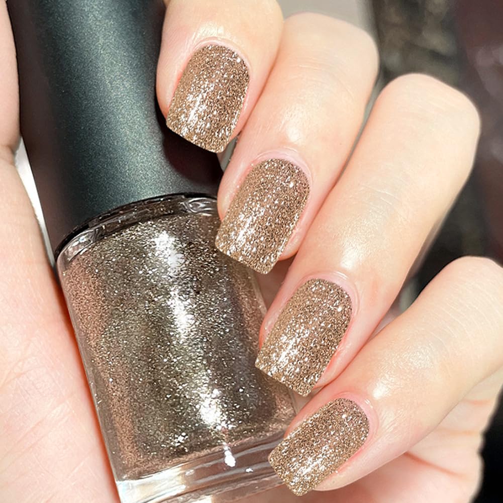 COSMOO Nail Polish Glitter Fingernail: Gold Mermaid 0.27 fl.oz. Nail Polish Fingernail, Fast Drying & Long Lasting, Trendy DIY at Home Nail Gift