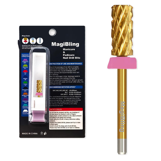 3/32'' Super Cut Nail Drill Bits for Fast Hard Gel Removal, MagiBling Tungsten Carbide Bits for Professional Users, Upward Deep Cut, Right Hand Use, Manicure Cuticle Gel Polishing, Triple Coarse.