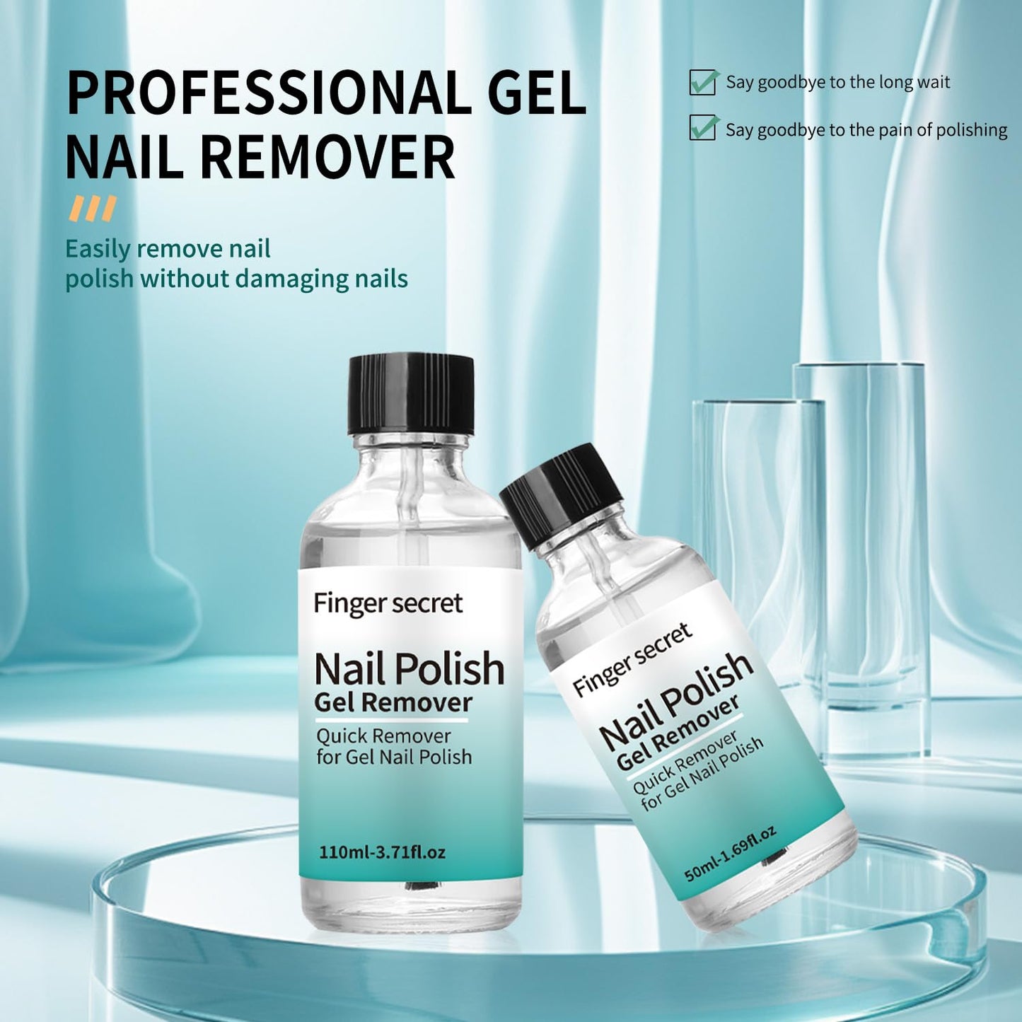 Finger Secret Nail Polish Gel Remover Kit Convenient for Gel Nails Remove 50ml,Professional Nail Remove Product for Salon & Home Use.Easy to operate