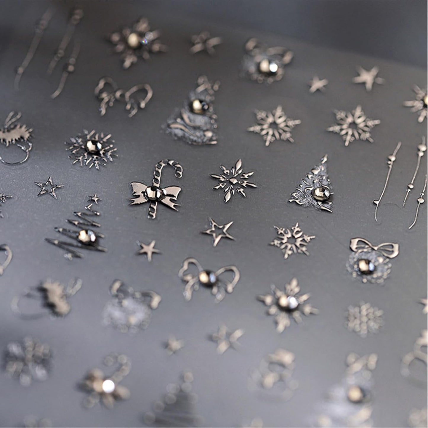 JMEOWIO 3D Embossed Christmas Holiday Snowflake Nail Art Stickers Decals Self-Adhesive 5D Nail Supplies Nail Art Design Decoration Accessories 1 Sheets