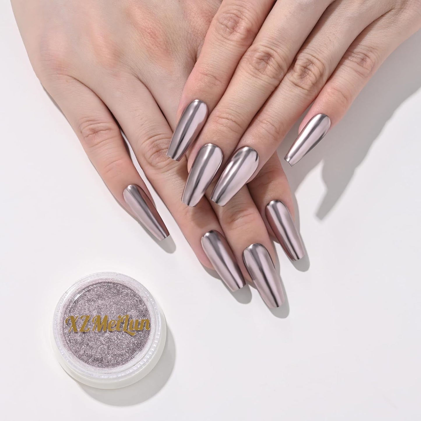 Champagne Purple Magic Mirror Chrome Nail Powder, Big-Capacity 1.5g Metallic Dust Holographic Effect Powder Pigment Glitter Manicure Kit, Nail Art, Can Mixed with Builder Gel Nail Polish Use